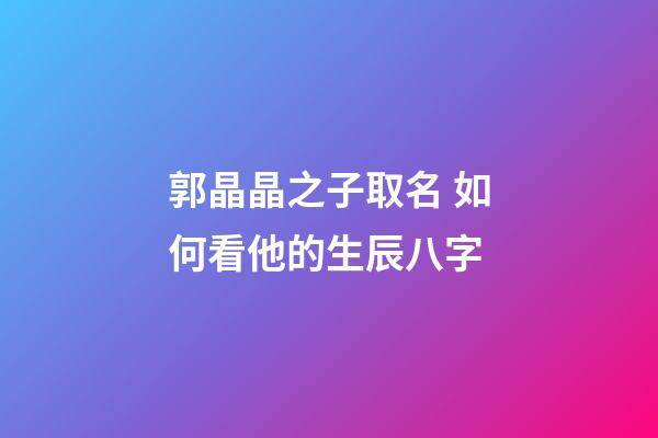 郭晶晶之子取名 如何看他的生辰八字